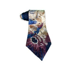 Endangered Species The De La Renta Twins Multi Color Fish Silk Mens Necktie Tie